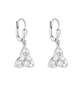 EARRINGS SOLVAR SILVER FLUSH SET CZ TRINITY DROP EARRINGS