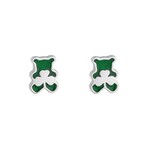 EARRINGS SOLVAR SILVER ENAMEL SHAMROCK TEDDY BEAR EARRINGS