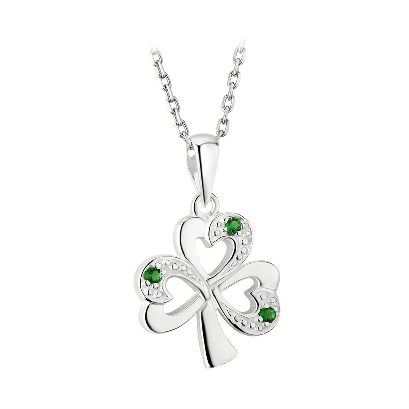 PENDANTS & NECKLACES SOLVAR STERLING CRYSTAL ILLUSION SHAMROCK PENDANT