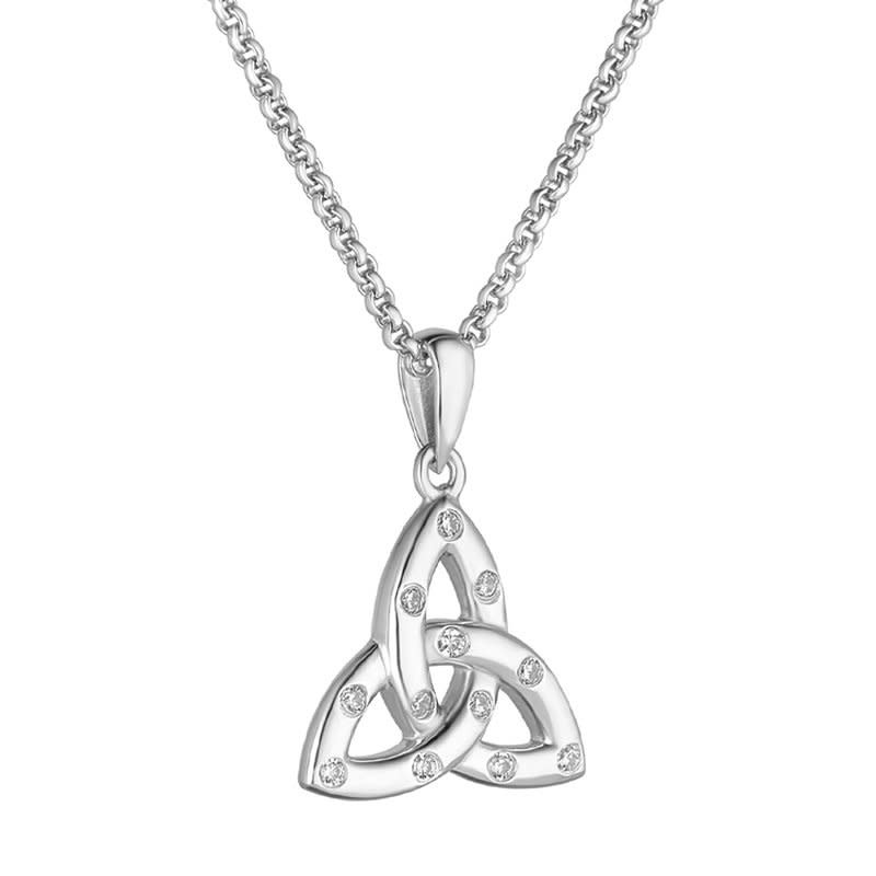 PENDANTS & NECKLACES SOLVAR SILVER FLUSH SET CZ TRINITY PENDANT