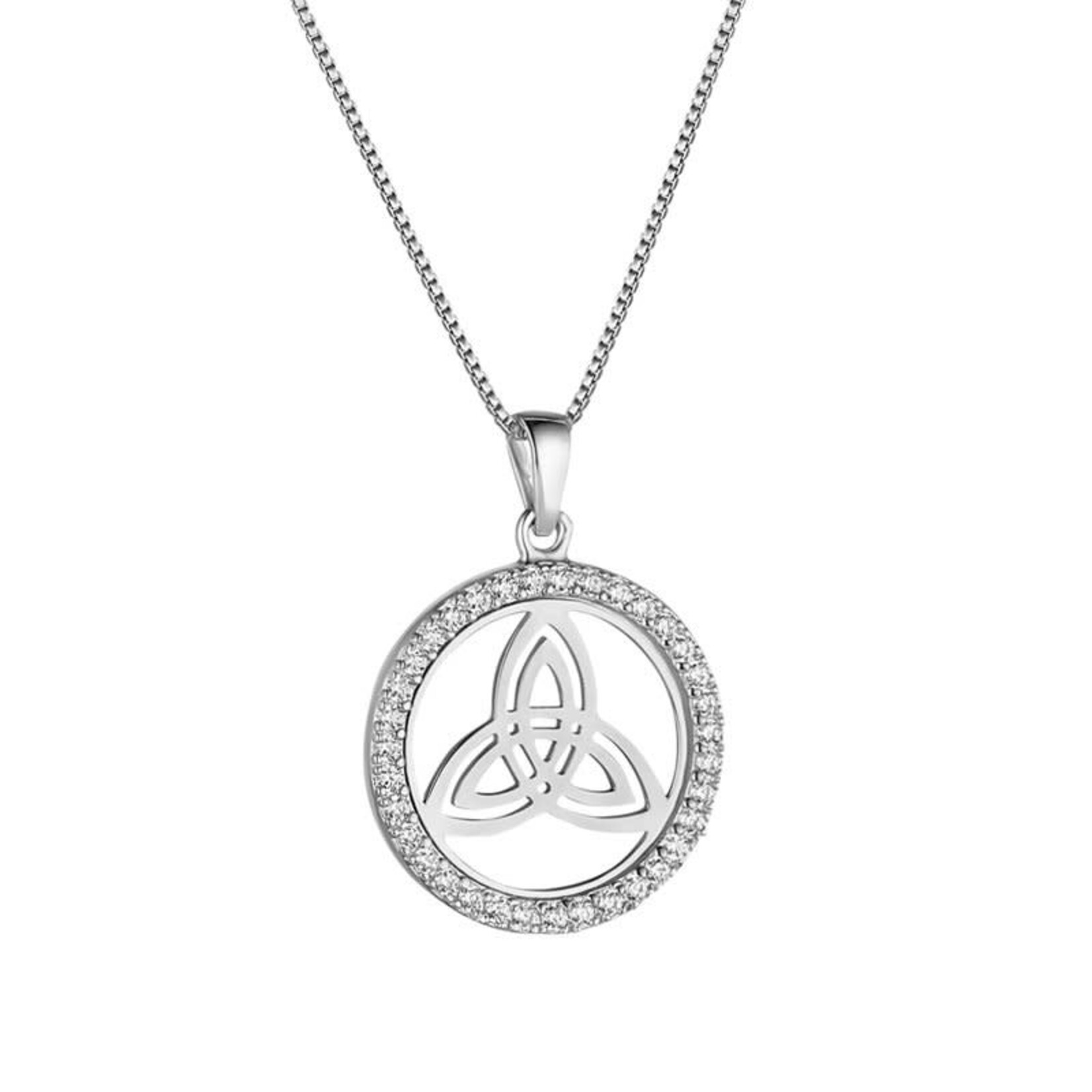PENDANTS & NECKLACES SOLVAR SILVER CZ ROUND TRINITY PENDANT
