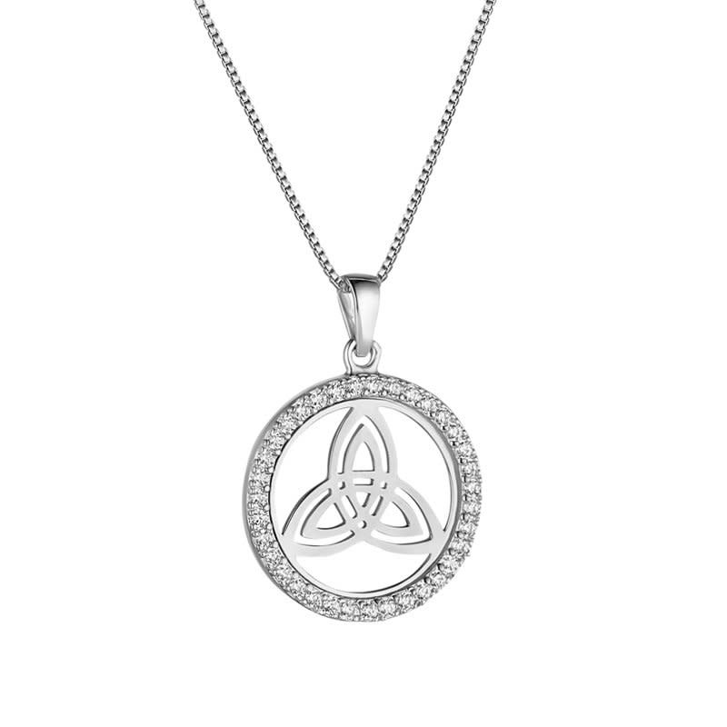 PENDANTS & NECKLACES SOLVAR SILVER CZ ROUND TRINITY PENDANT