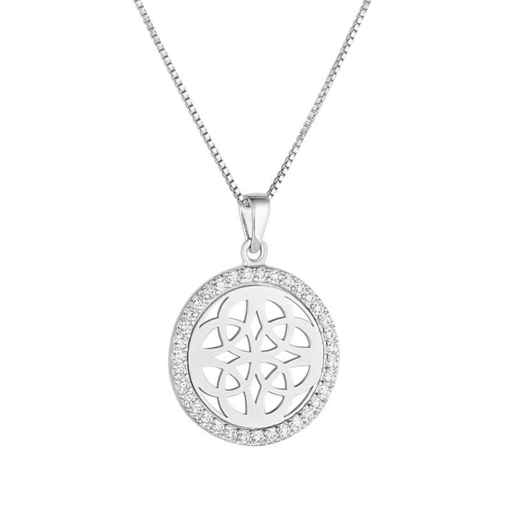 PENDANTS & NECKLACES SOLVAR SILVER CZ ROUND CELTIC KNOT PENDANT