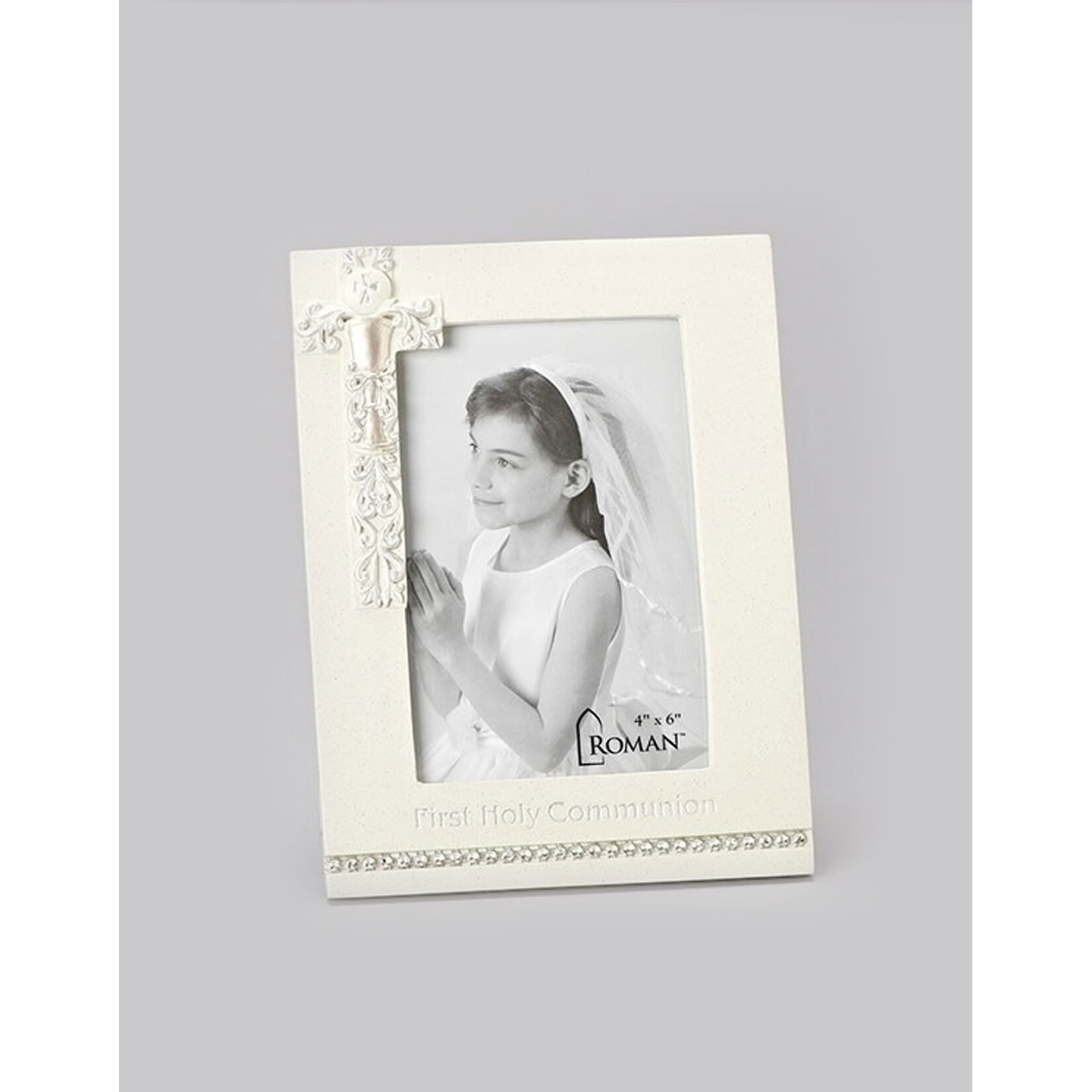 KIDS RELIGIOUS FIRST COMMUNION FRAME w EMBOSSED DETAIL & SILVER ACCENTS
