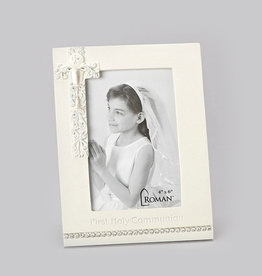 KIDS RELIGIOUS FIRST COMMUNION FRAME w EMBOSSED DETAIL & SILVER ACCENTS