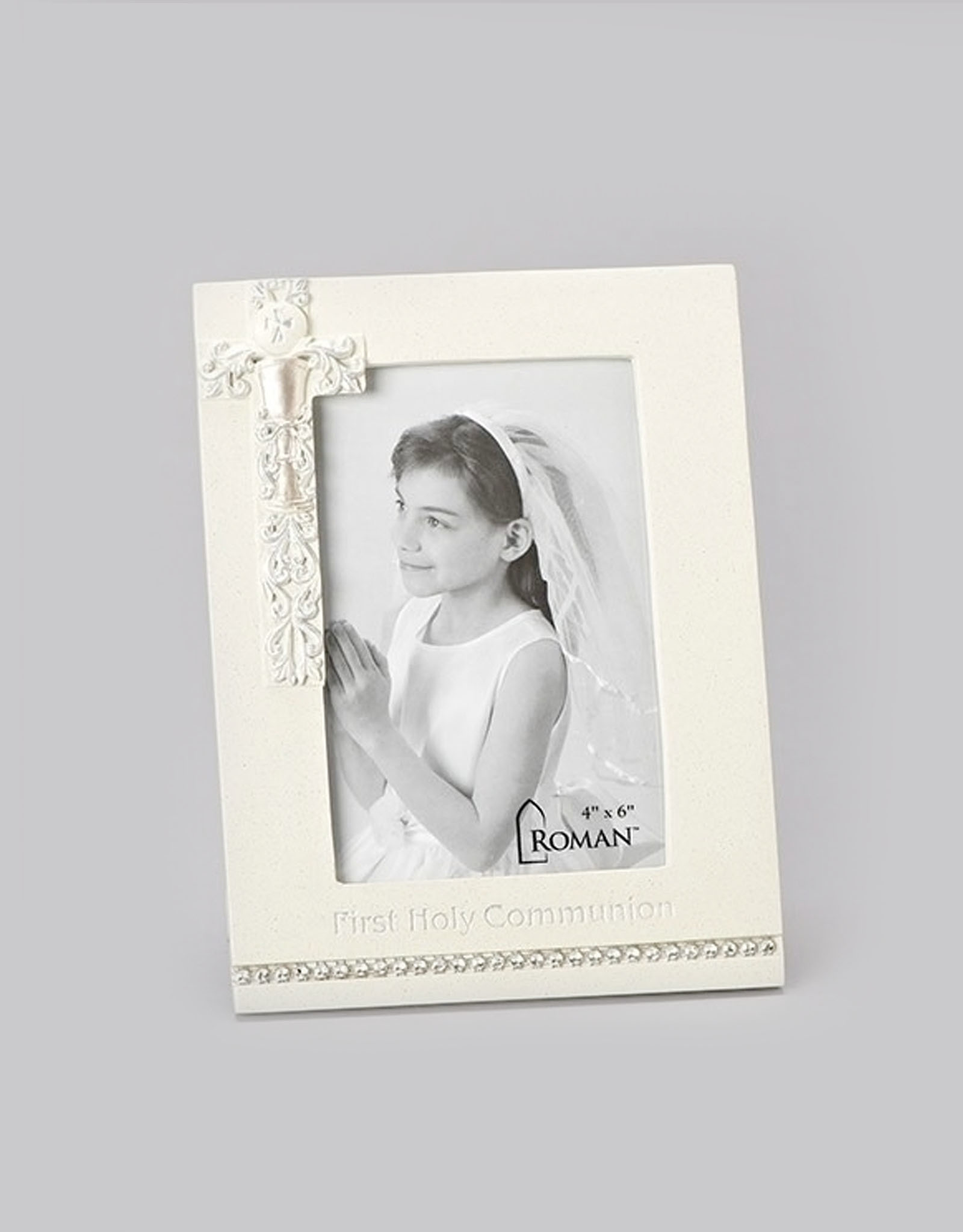 KIDS RELIGIOUS FIRST COMMUNION FRAME w EMBOSSED DETAIL & SILVER ACCENTS