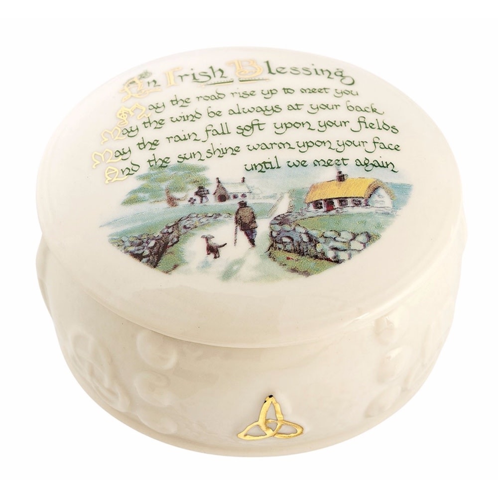 GIFTWARE BELLEEK IRISH BLESSING TRINKET BOX