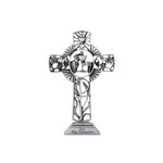 KIDS RELIGIOUS PEWTER FIRST COMMUNION STANDING CROSS