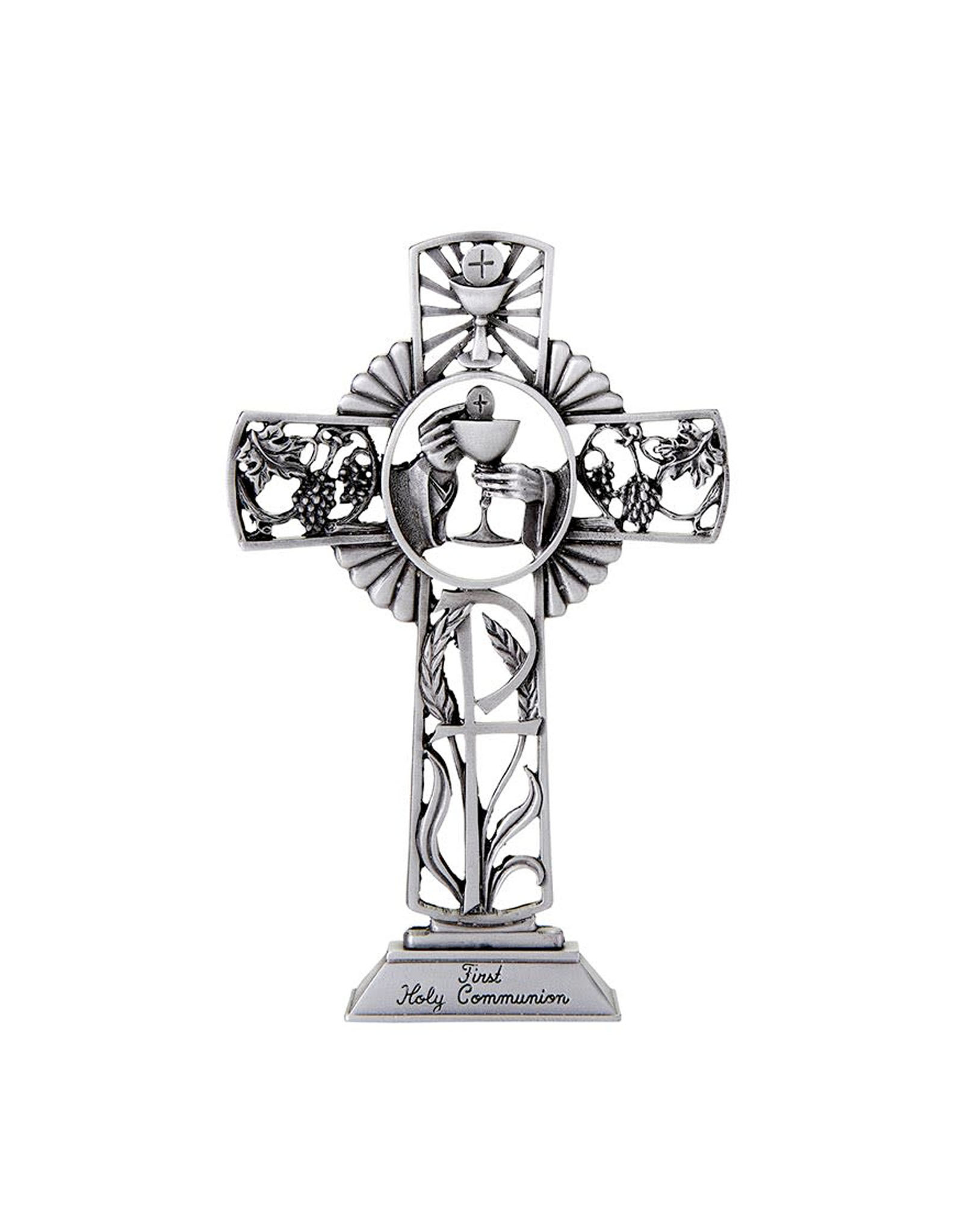 KIDS RELIGIOUS PEWTER FIRST COMMUNION STANDING CROSS