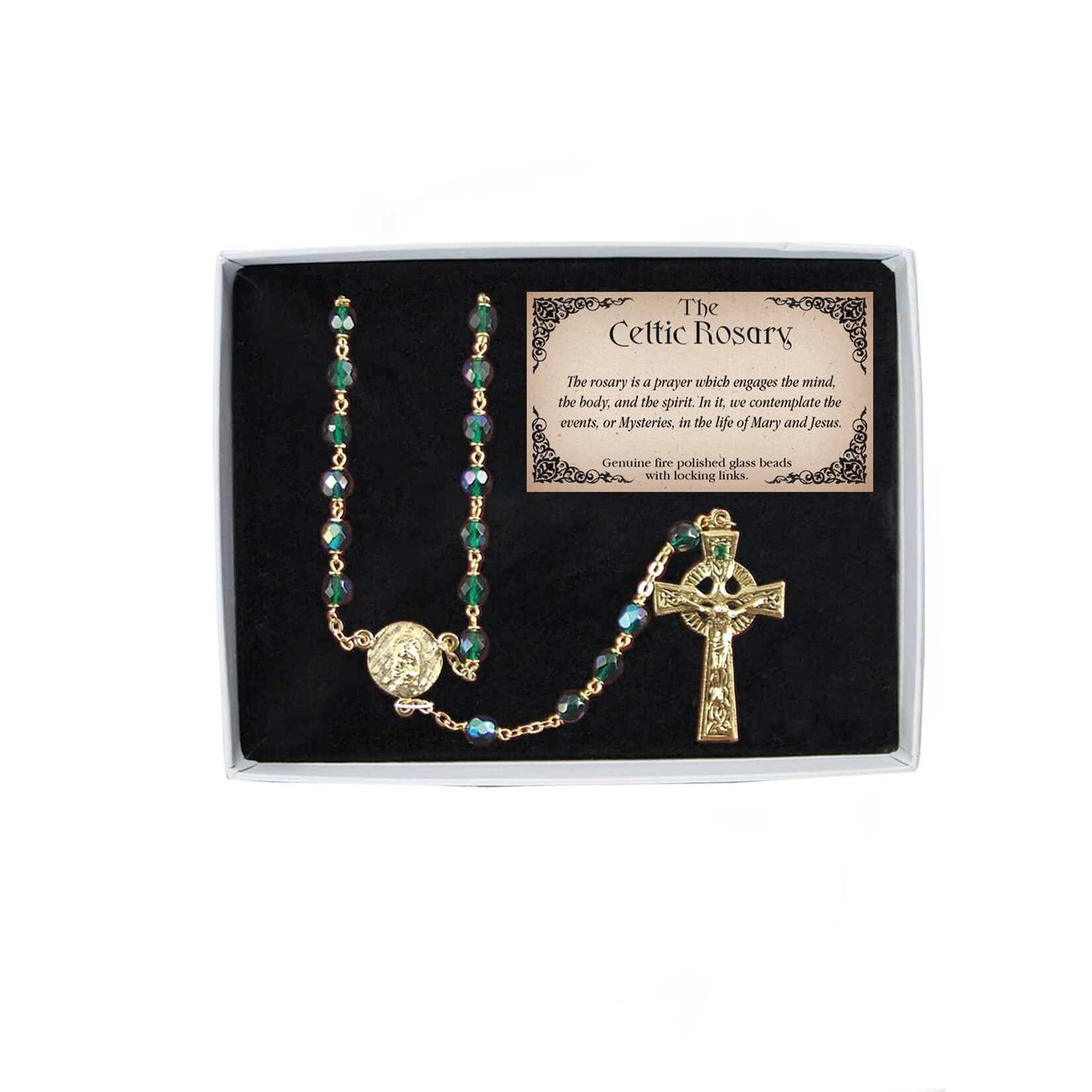 ROSARIES & JEWELRY GREEN IRISH ROSARY BOX SET