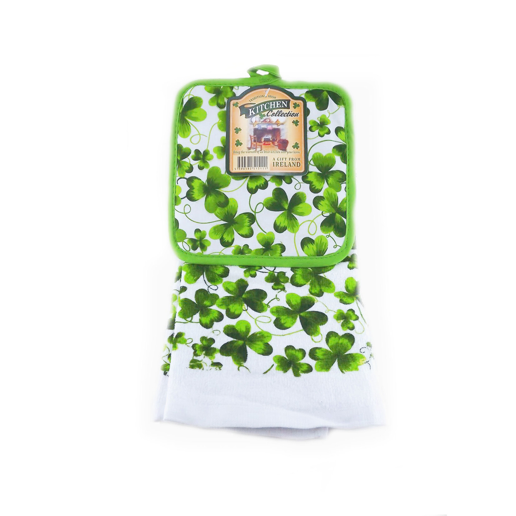 KITCHEN & ACCESSORIES SHAMROCK TEA TOWEL AND POT HOLDER