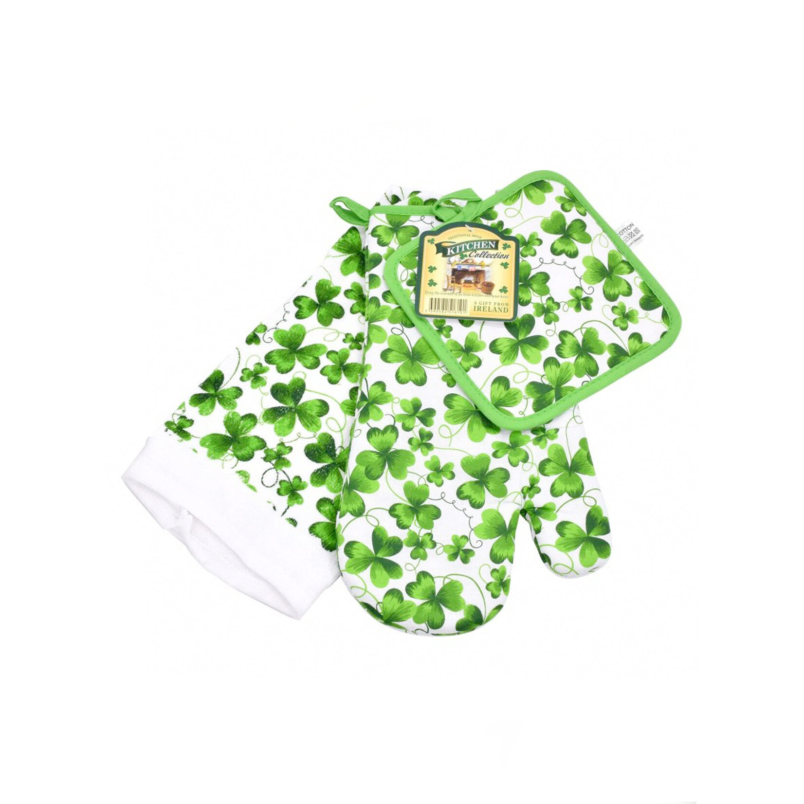 KITCHEN & ACCESSORIES SHAMROCK TEA TOWEL, OVEN GLOVE & POT HOLDER SET