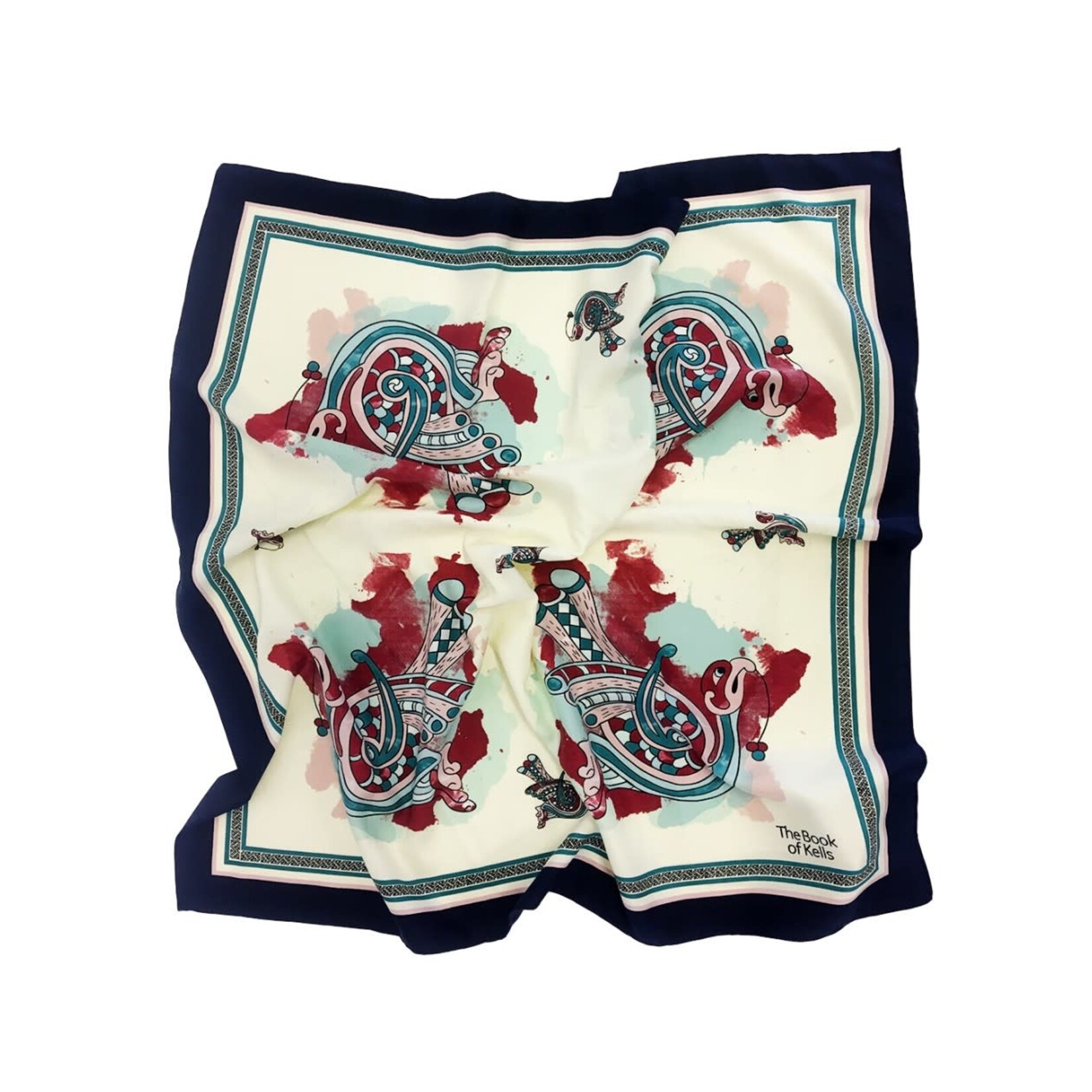 ACCESSORIES BOOK of KELLS SQUARE SIGNATURE SCARF - Cream Navy Twill