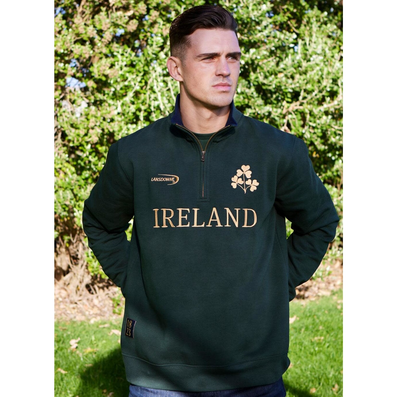 SWEATSHIRTS LANSDOWNE IRL GLD SHAM QURT ZIP SWEATSHIRT