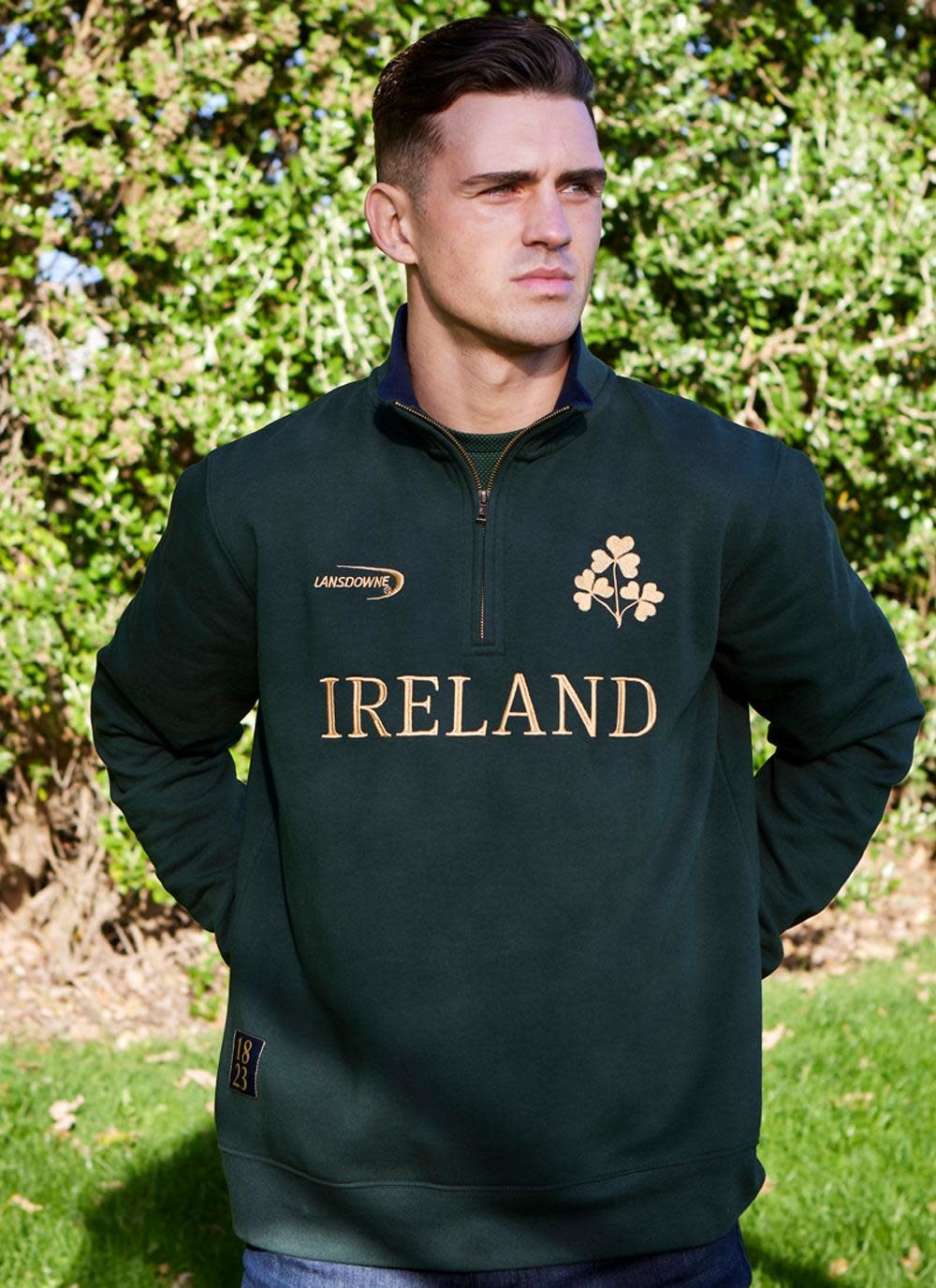 SWEATSHIRTS LANSDOWNE IRL GLD SHAM QURT ZIP SWEATSHIRT