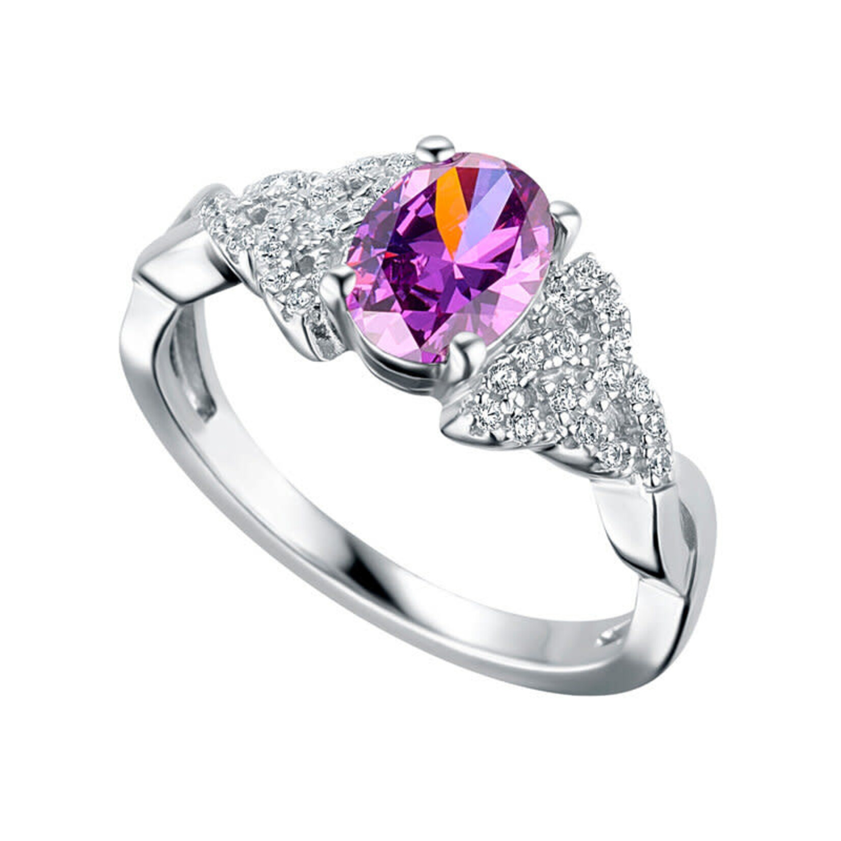 RINGS SOLVAR STERLING BIRTHSTONE TRINITY RING - February