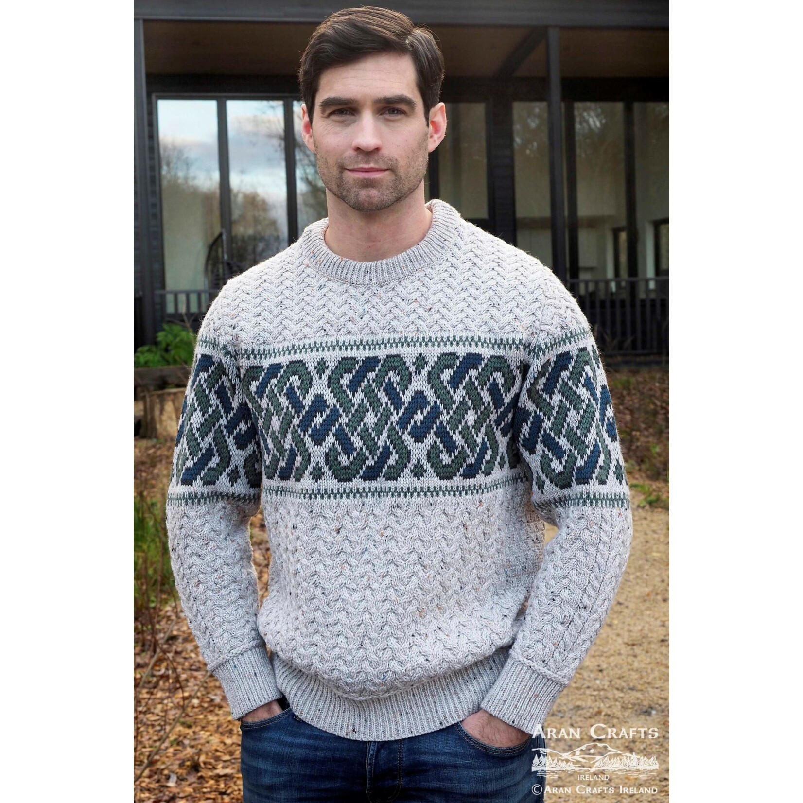 SWEATERS UNISEX RINGSEND JACQUARD CREW SWEATER - Oatmeal