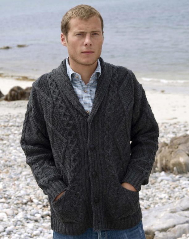 Soft Oatmeal Pure Wool  Cable Button Through Cardigan