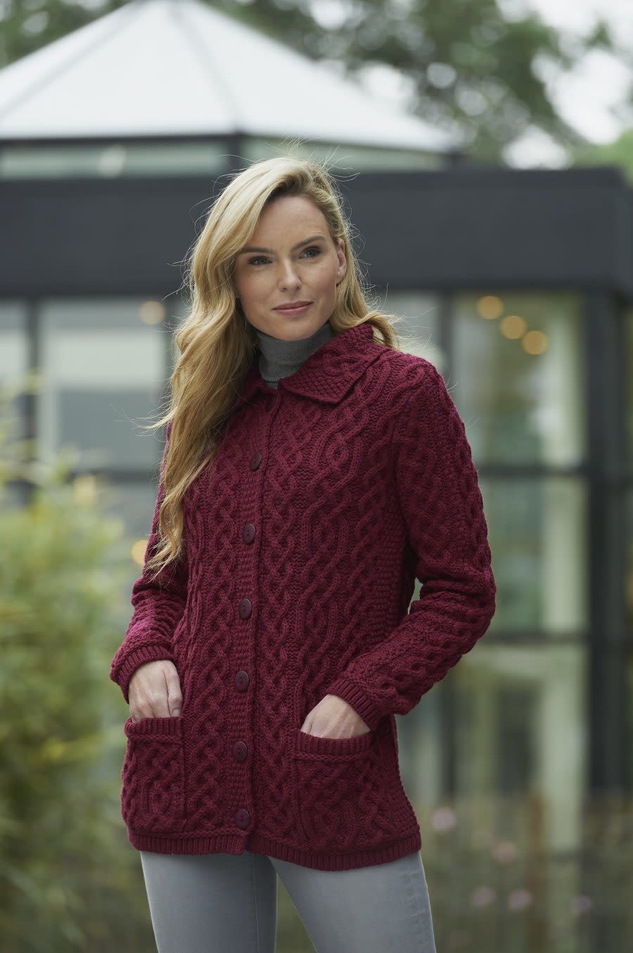 KILKEE BUTTON CARDIGAN Fushia