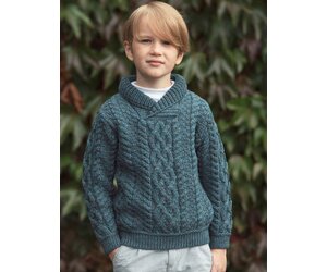 Kid Boy Cable Knit Lapel Collar Sweater