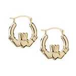 EARRINGS SOLVAR 10K SML CREOLE CLADDAGH HOOP EARRINGS