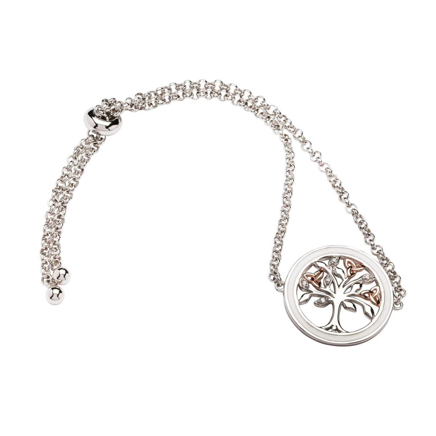 BRACELETS & BANGLES SHANORE STERLING TREE of LIFE BRACELET w WHT ENAMEL