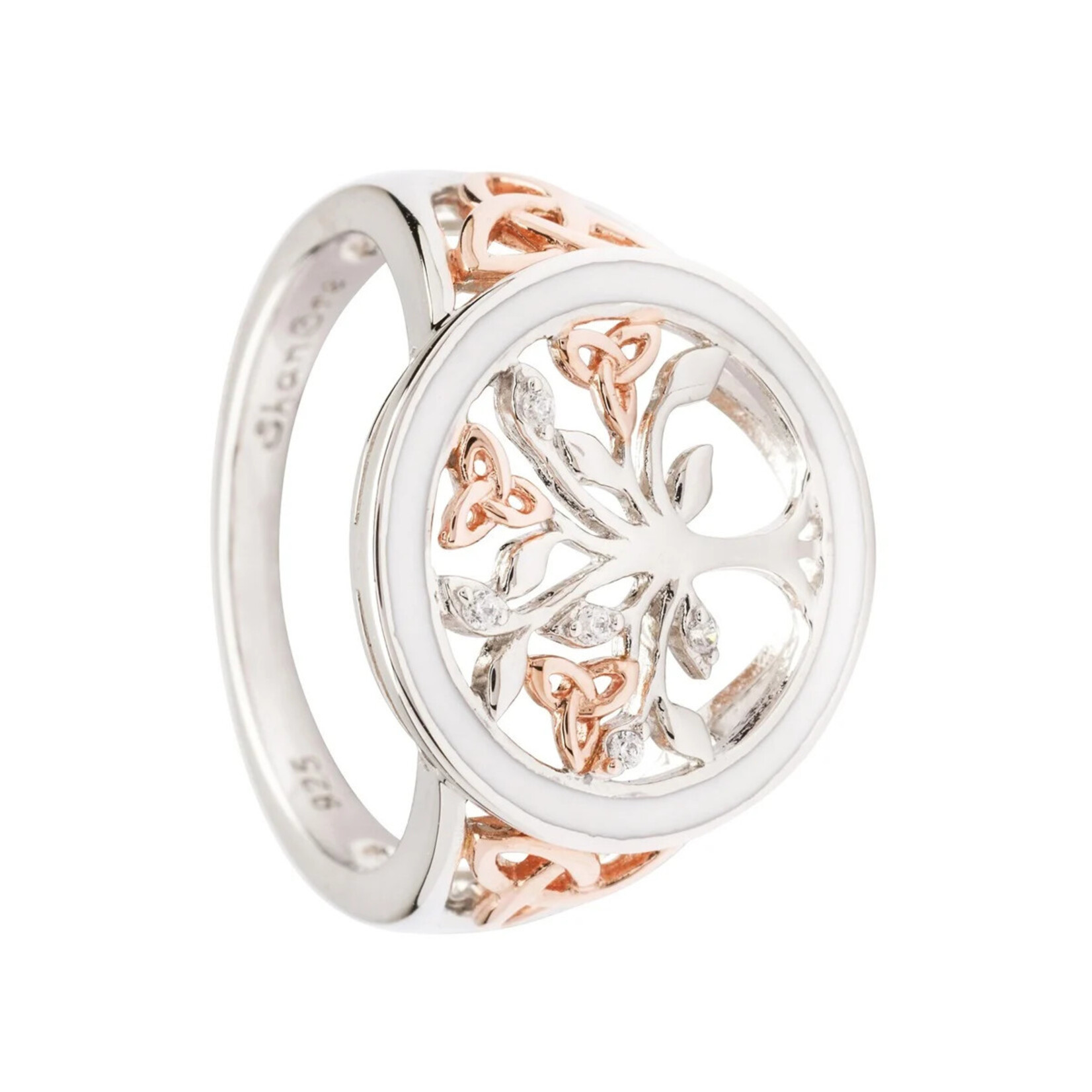 RINGS SHANORE STERLING TREE of LIFE RING w WHT ENAMEL