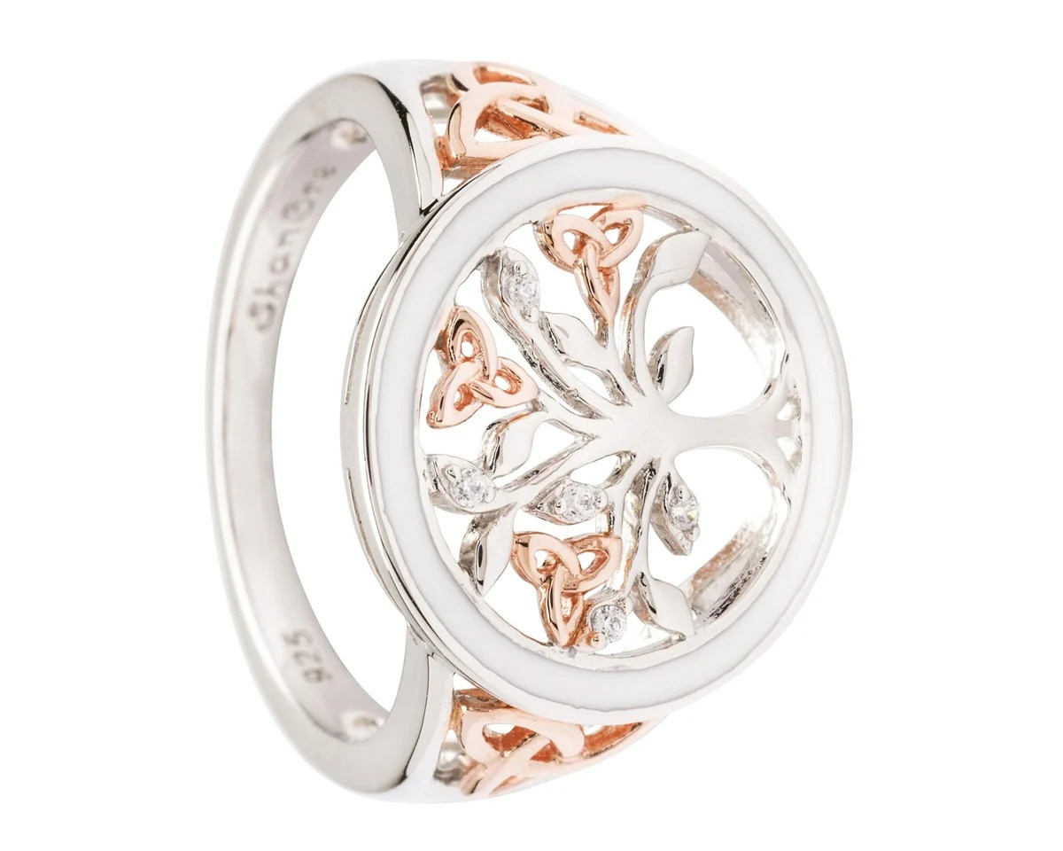 Celtic Tree of Life Ring Sterling Silver CZ Set – House of Claddagh Irish  Collections