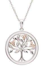 PENDANTS & NECKLACES SHANORE STERLING TREE of LIFE PENDANT w WHT ENAMEL