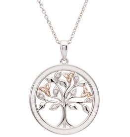 PENDANTS & NECKLACES SHANORE STERLING TREE of LIFE PENDANT w WHT ENAMEL