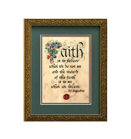 PLAQUES & GIFTS CELTIC MANUSCRIPT 8x10 PLAQUE - "FAITH ST AUGUSTINE"