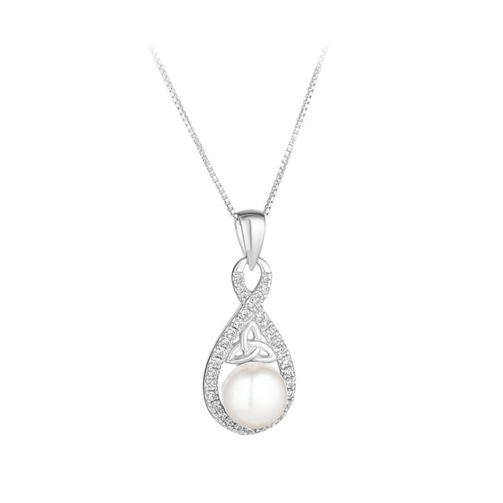 PENDANTS & NECKLACES SOLVAR STERLING TRINITY PENDANT w CZ & PEARL
