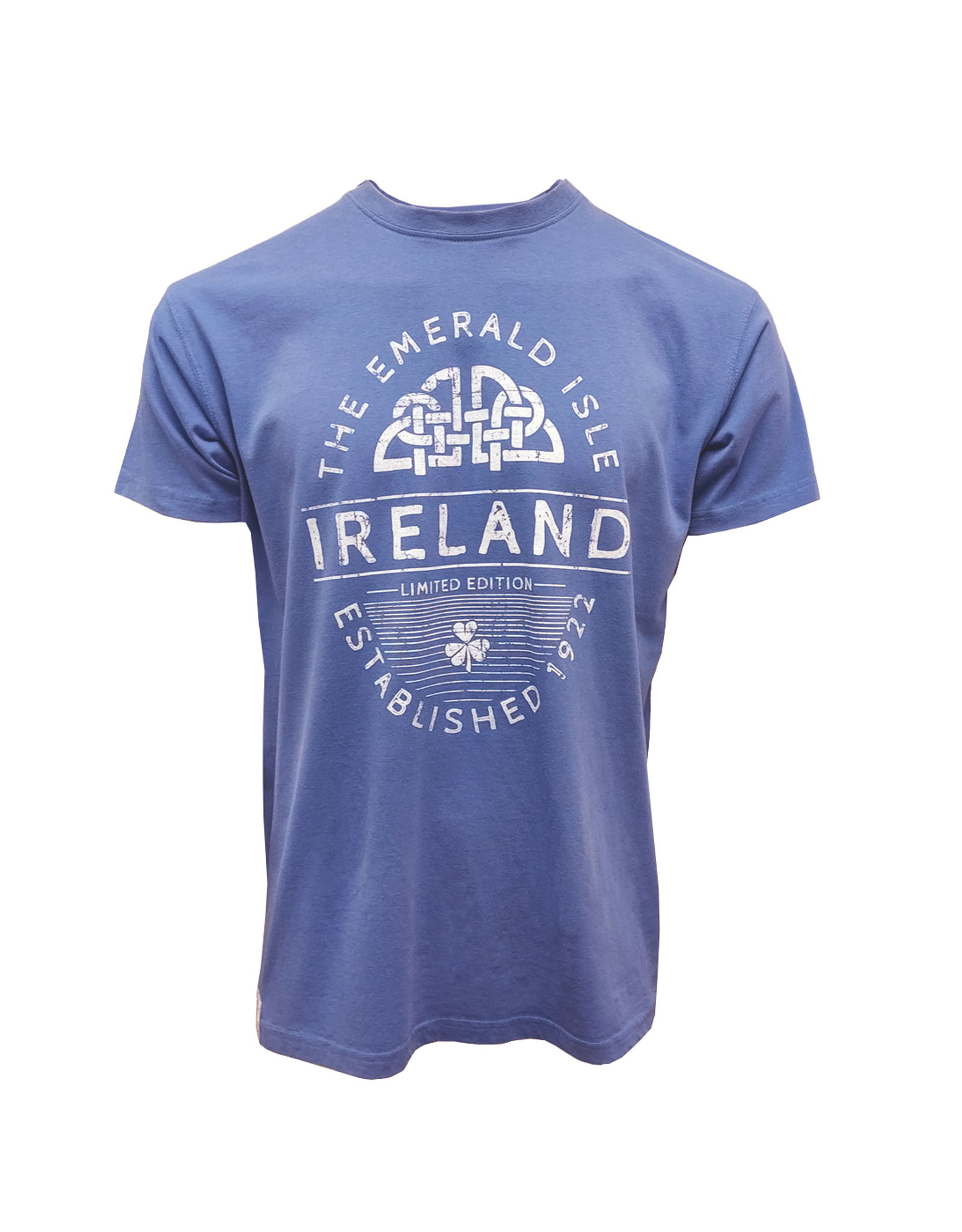 CORNFLOWER BLUE CELTIC LABEL T-SHIRTS - Irish Crossroads