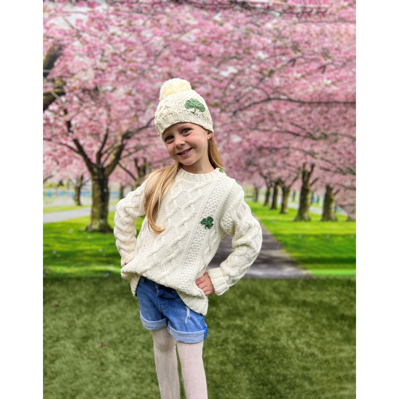 KIDS CLOTHES PATRICK FRANCIS KNIT KIDS CREW JUMPER w SHAMROCK