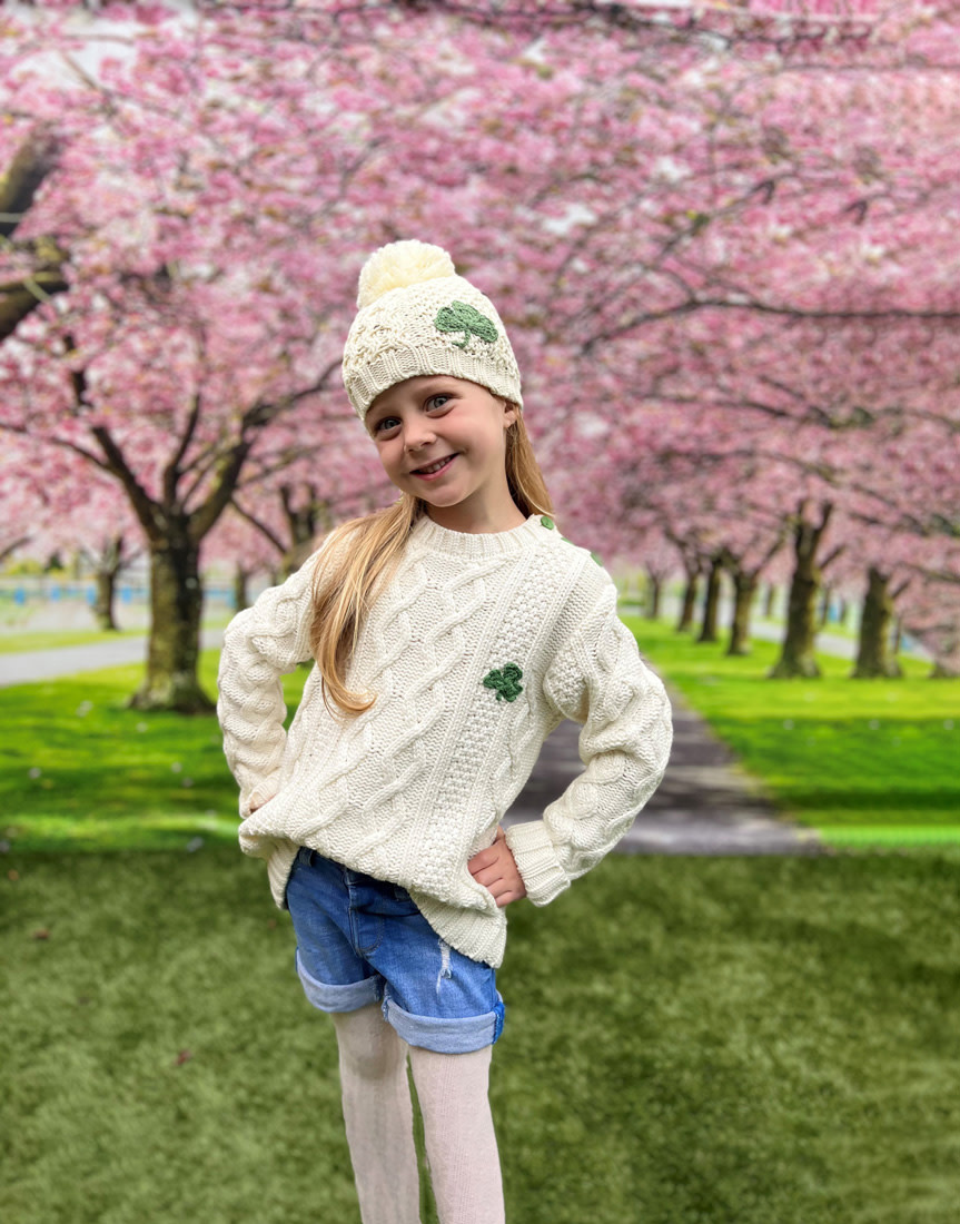 KIDS CLOTHES PATRICK FRANCIS KNIT KIDS CREW JUMPER w SHAMROCK