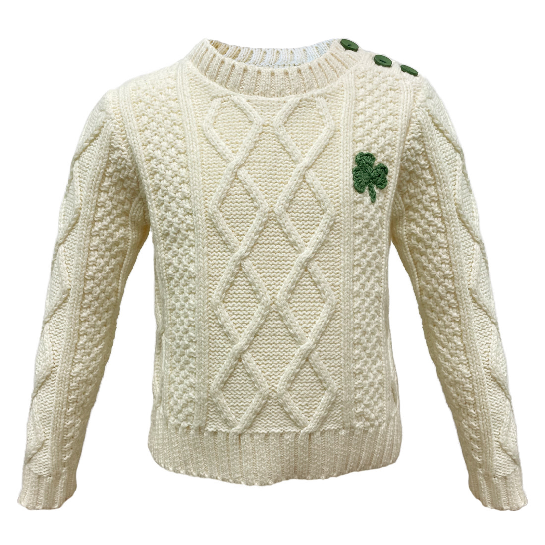 KIDS CLOTHES PATRICK FRANCIS KNIT KIDS CREW JUMPER w SHAMROCK