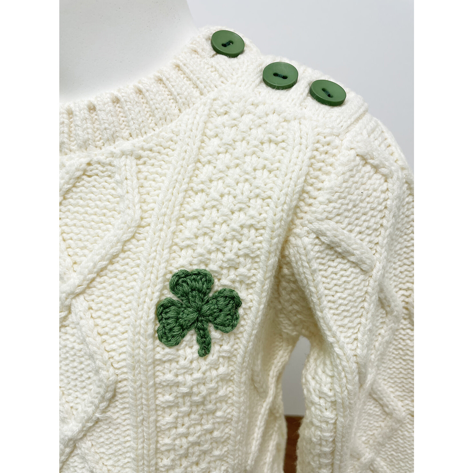 KIDS CLOTHES PATRICK FRANCIS KNIT KIDS CREW JUMPER w SHAMROCK