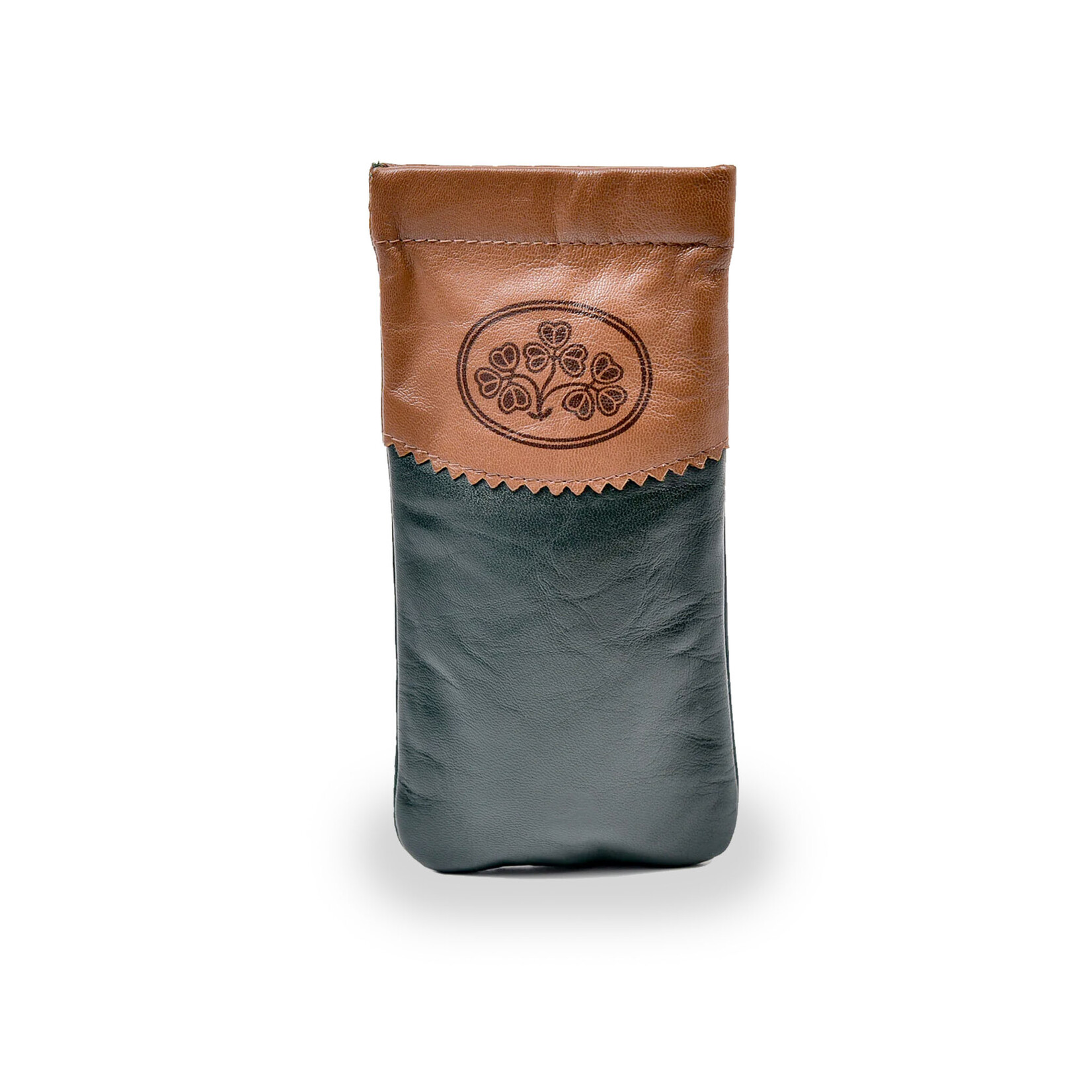 ACCESSORIES TINNAKEENLY GLASSES SNAP CASE - Shamrock Grn/Tan Leather