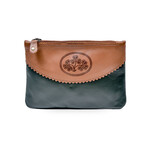 ACCESSORIES TINNAKEENLY TOP ZIP PURSE - Shamrock Grn/Tan Leather