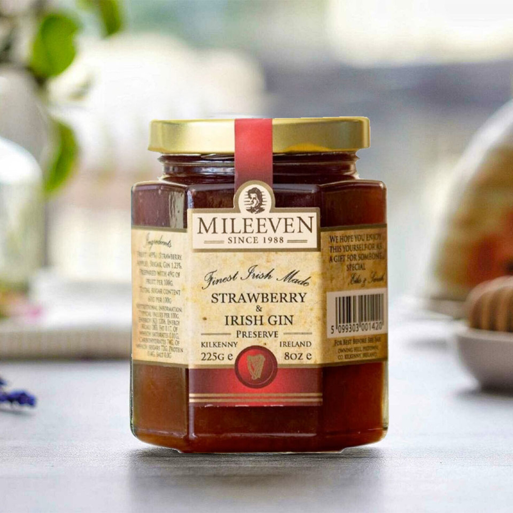 JAMS & SAUCES MILEEVEN STRAWBERRY & IRISH GIN PRESERVE (225g)