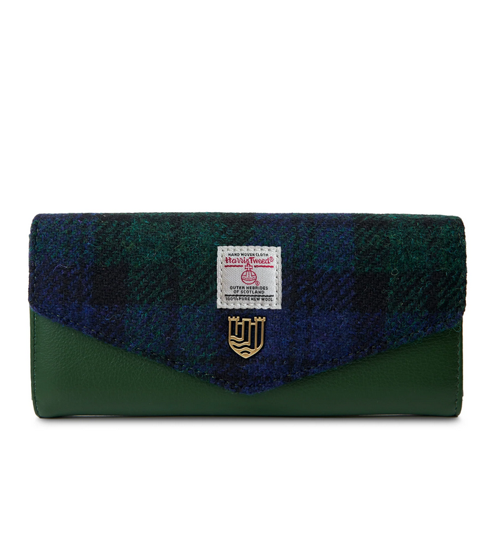 ACCESSORIES ISLANDER LRG CLASP PURSE WALLET w HARRIS TWEED Black Watch