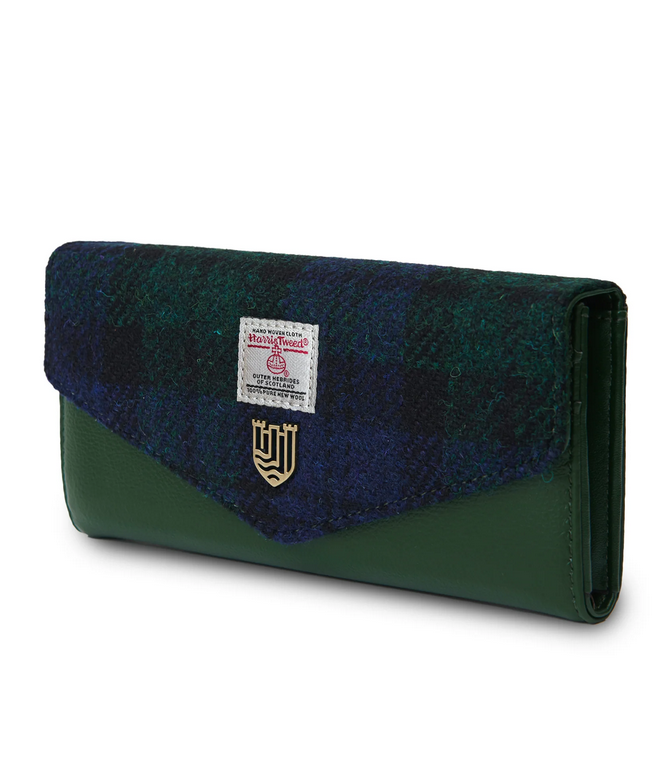 ACCESSORIES ISLANDER LRG CLASP PURSE WALLET w HARRIS TWEED Black Watch