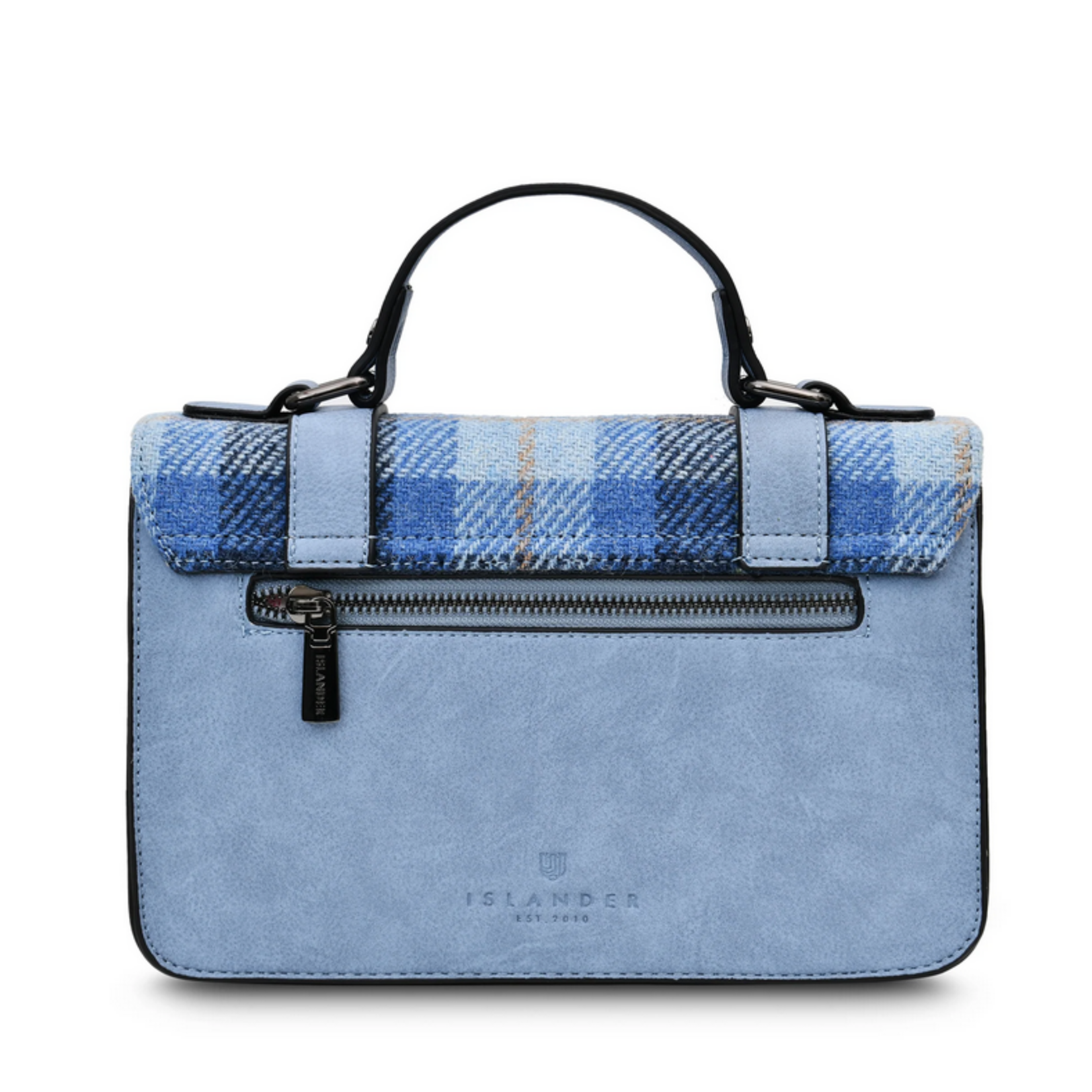 ACCESSORIES ISLANDER MEDIUM SATCHEL w HARRIS TWEED Blue Tartan