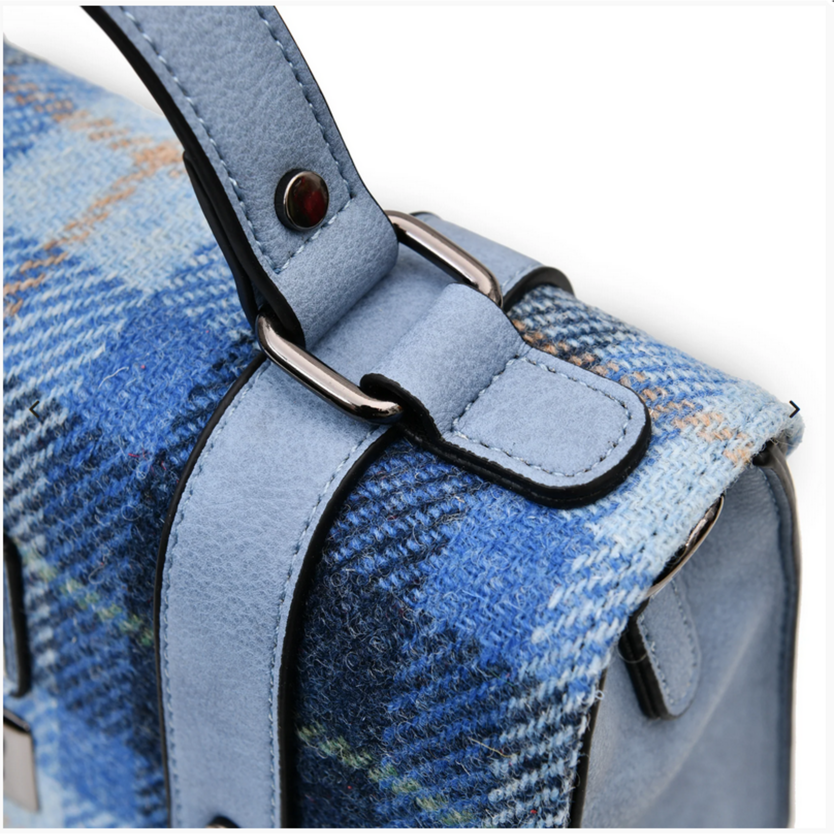 ACCESSORIES ISLANDER MEDIUM SATCHEL w HARRIS TWEED Blue Tartan