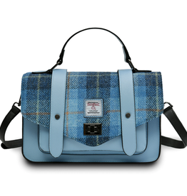 ACCESSORIES ISLANDER LARGE SATCHEL w HARRIS TWEED Blue Tartan