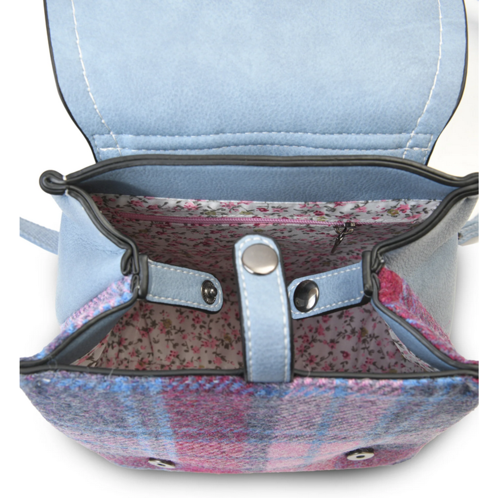 ACCESSORIES ISLANDER JURA MINI BACKPACK w HARRIS TWEED Pink & Blue Tartan