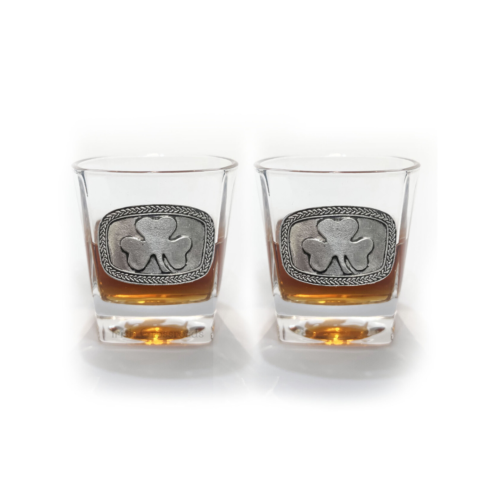 BARWARE MULLINGAR PEWTER WHISKEY GLASSES (2) - Shamrock