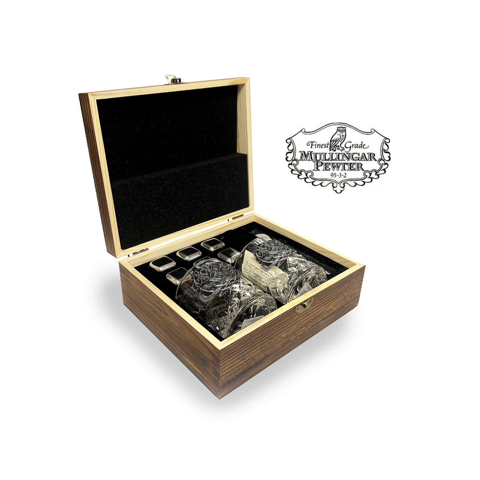 BARWARE MULLINGAR PEWTER WHISKEY BOXED SET - Kells Cut