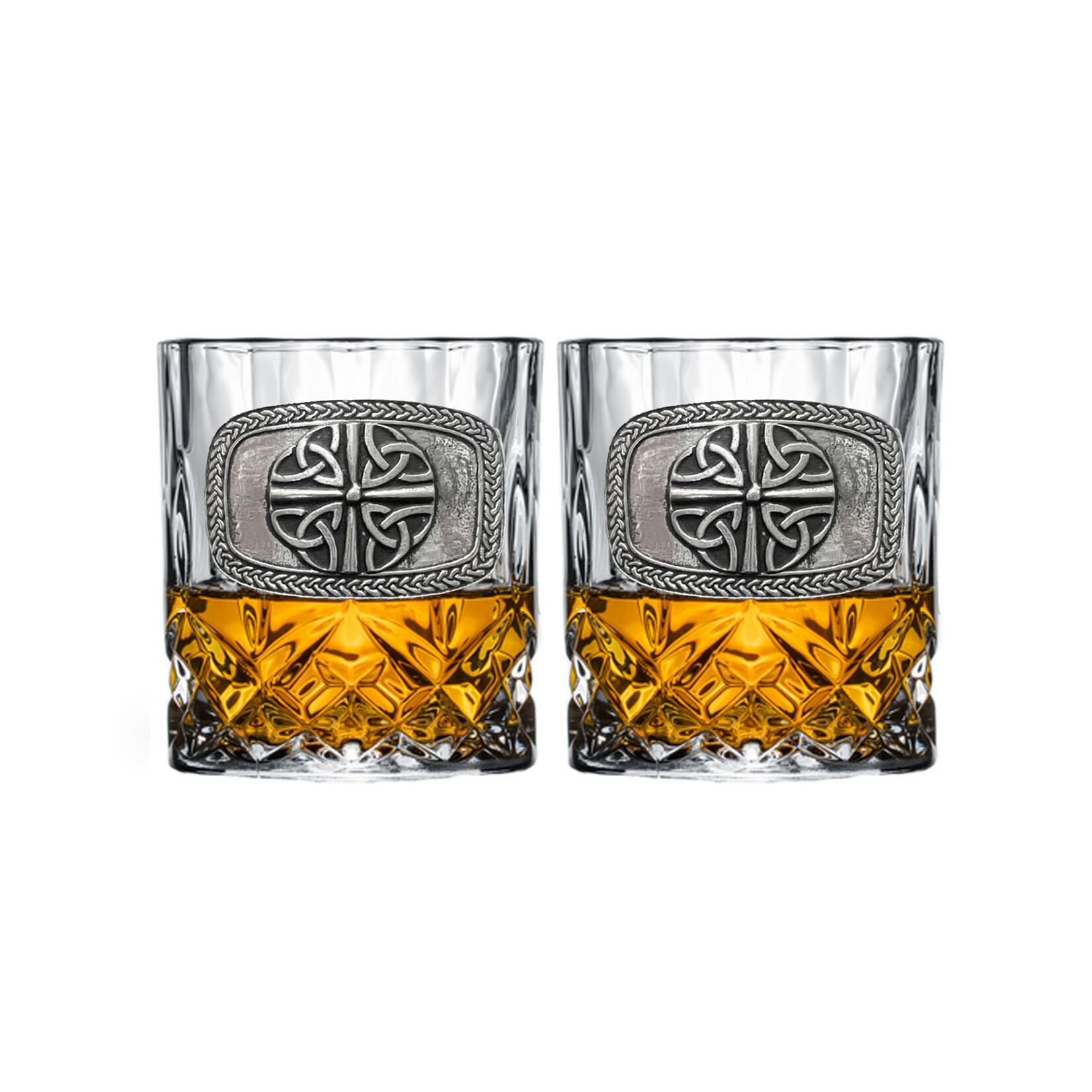 BARWARE MULLINGAR PEWTER WHISKEY BOXED SET - 4 Trinity Cut