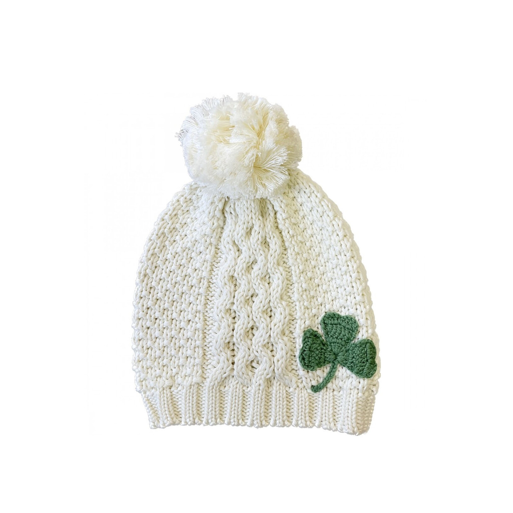 ACCESSORIES PATRICK FRANCIS KNIT HAT w POM-POM & SHAMROCK